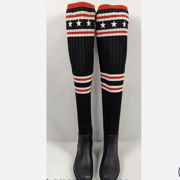 Givenchy Knit Fabric and Rubber Storm Rain Boots Womens - Picture 5 of 11